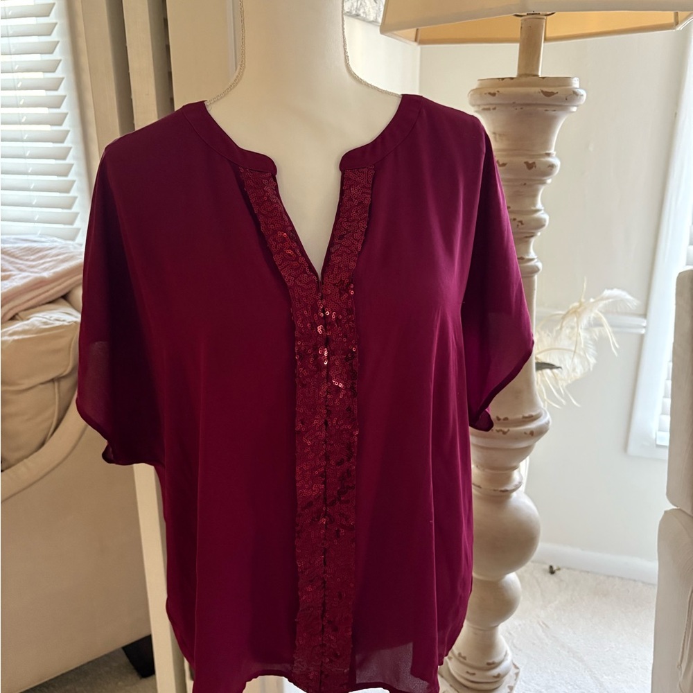 Juicy Couture Deep Burgundy Sequin Blouse